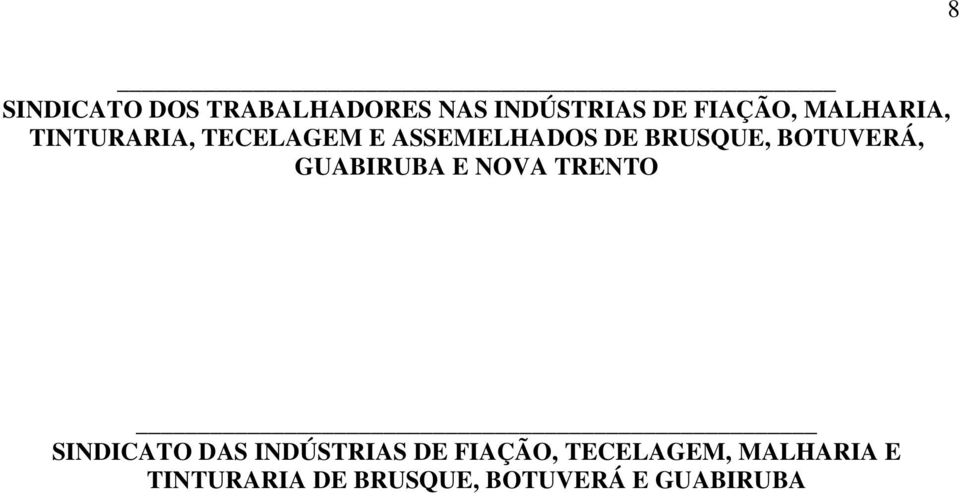 BOTUVERÁ, GUABIRUBA E NOVA TRENTO SINDICATO DAS INDÚSTRIAS DE