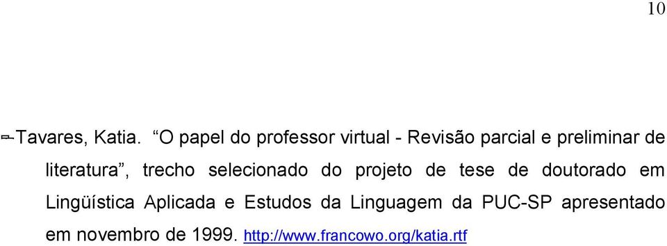 literatura, trecho selecionado do projeto de tese de doutorado em