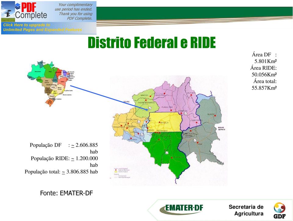 857Km² População DF : ~ 2.606.