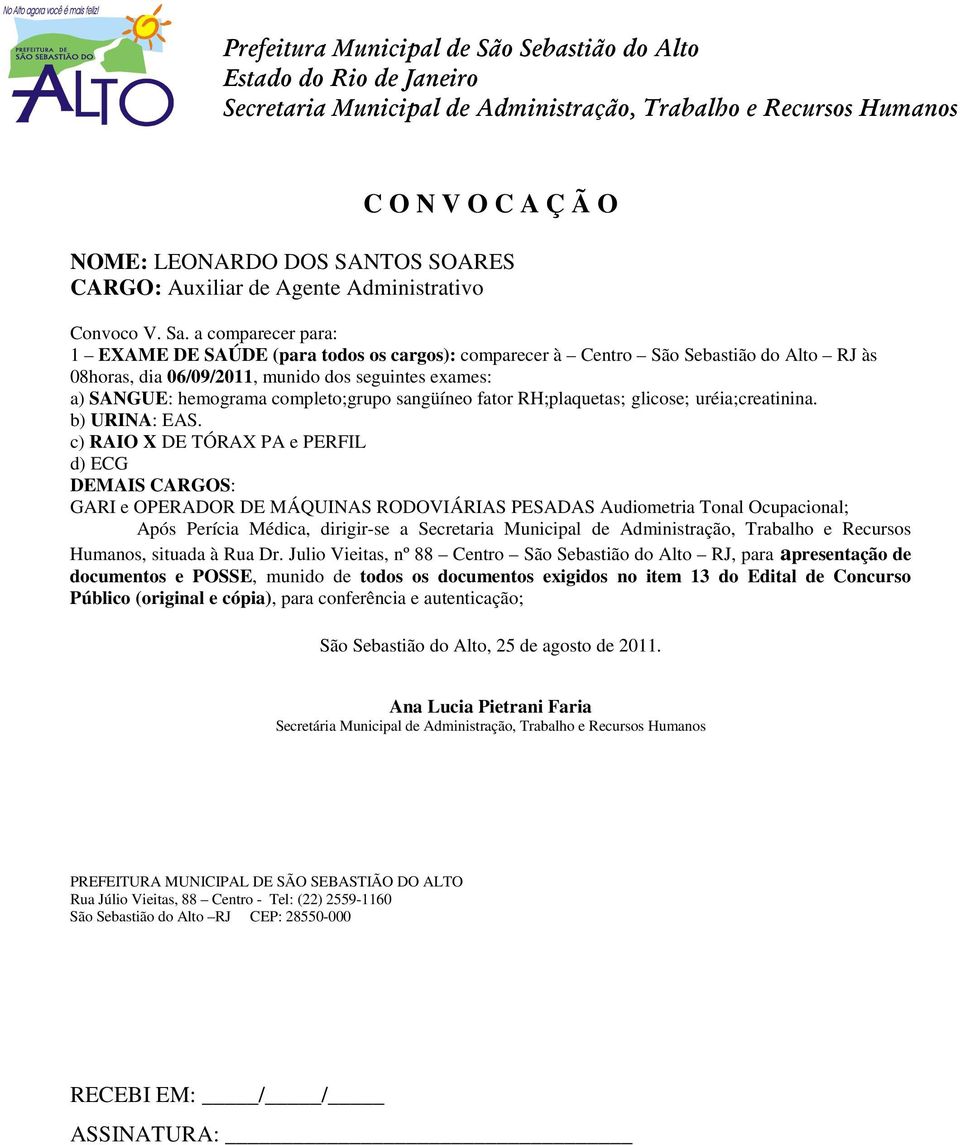 CARGO: Auxiliar de