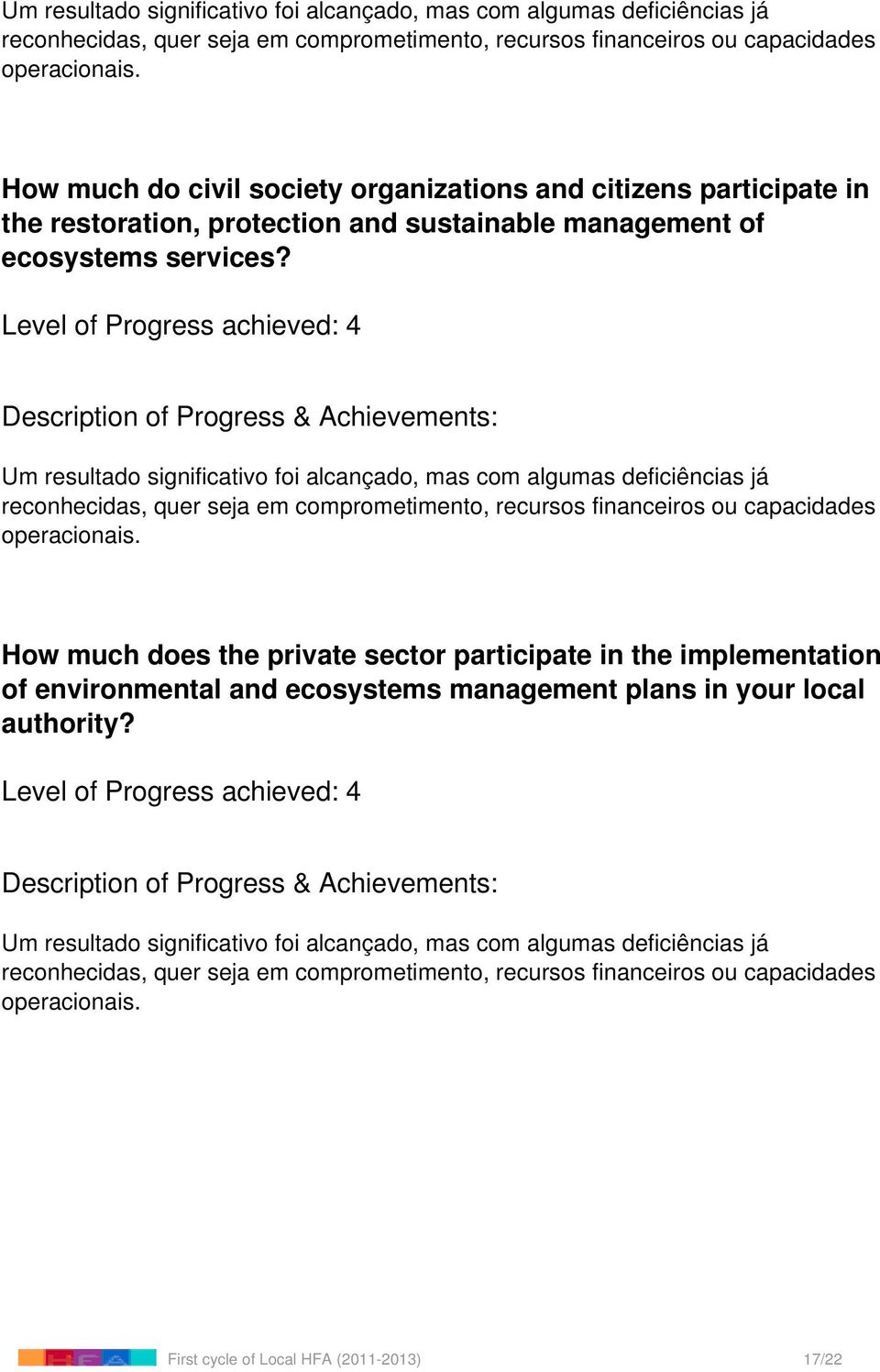 How much does the private sector participate in the implementation of