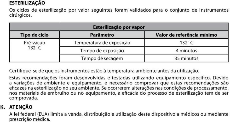 os instrumentos estão à temperatura ambiente antes da utilização. Estas recomendações foram desenvolvidas e testadas utilizando equipamento específico.