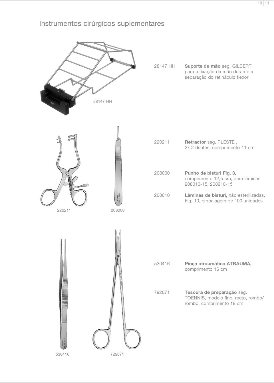 PLESTE, 2x 2 dentes, comprimento 11 cm 208000 Punho de bisturi Fig.