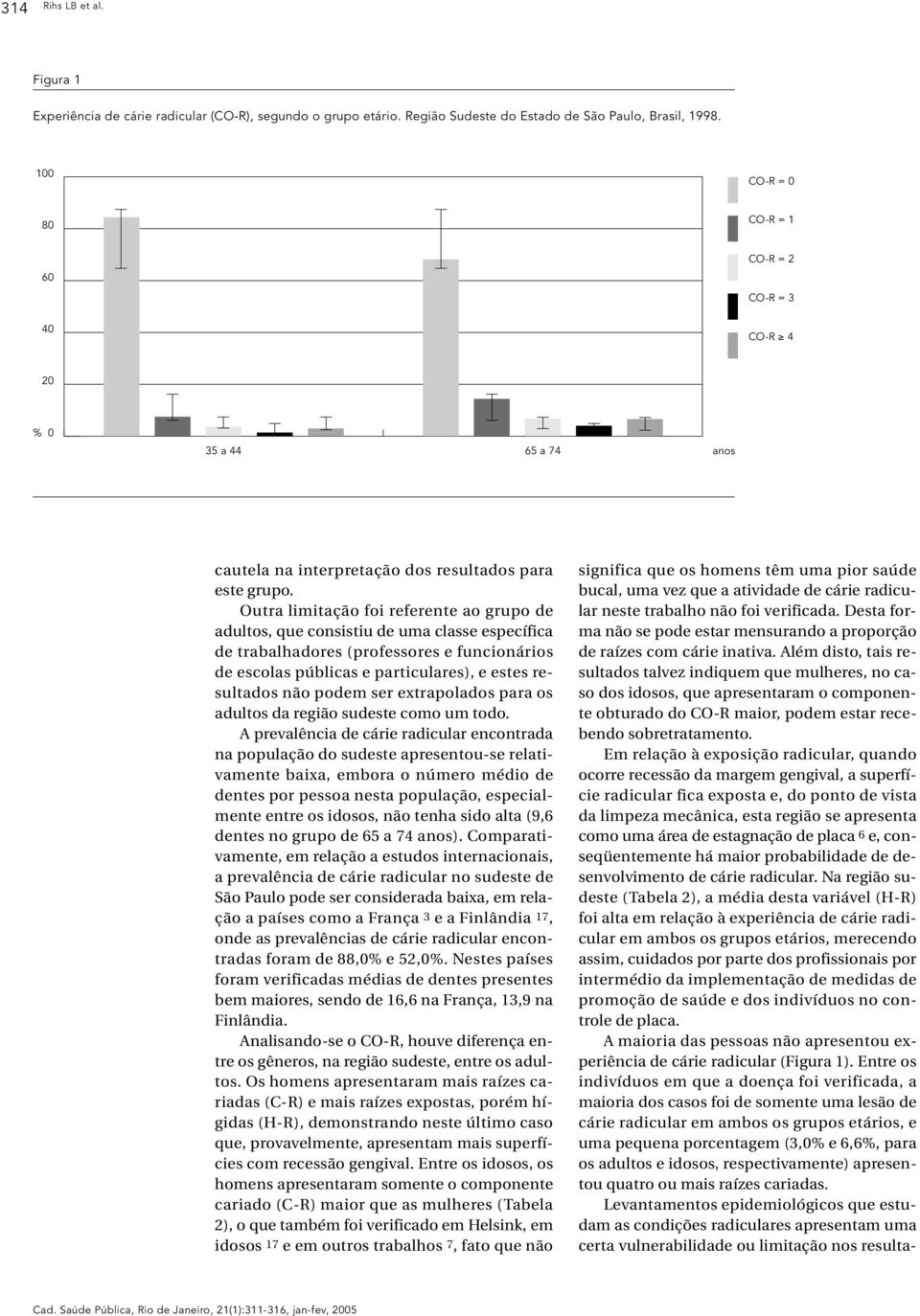 Outra limitação foi referente ao grupo de adultos, que consistiu de uma classe específica de trabalhadores (professores e funcionários de escolas públicas e particulares), e estes resultados não