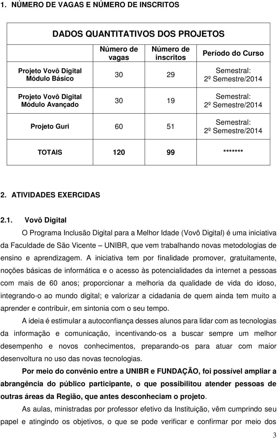 Semestral: 2º Semestre/2014