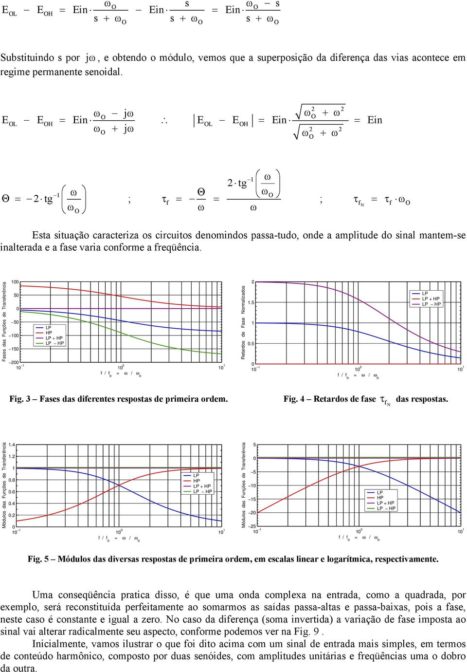 Fae da Funçõe de Tranferência 5 5 5 P P P P P P / o etardo de Fae ormalizado.5.5 P P P P P / o Fig. 3 Fae da diferente repota de primeira ordem. Fig. 4 etardo de fae τf da repota.