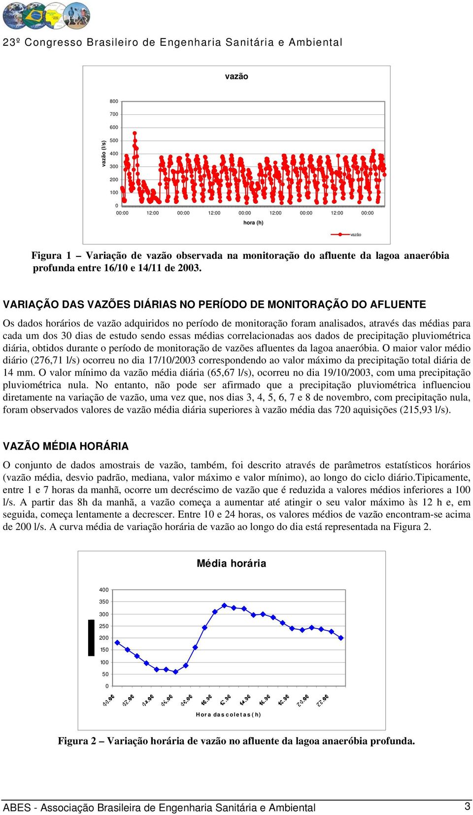 estudo sendo essas médias correlacionadas aos dados de precipitação pluviométrica diária, obtidos durante o período de monitoração de vazões afluentes da lagoa anaeróbia.