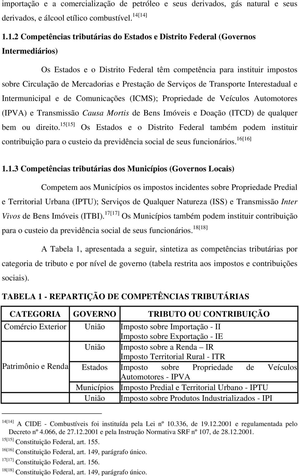 Prestação de Serviços de Transporte Interestadual e Intermunicipal e de Comunicações (ICMS); Propriedade de Veículos Automotores (IPVA) e Transmissão Causa Mortis de Bens Imóveis e Doação (ITCD) de