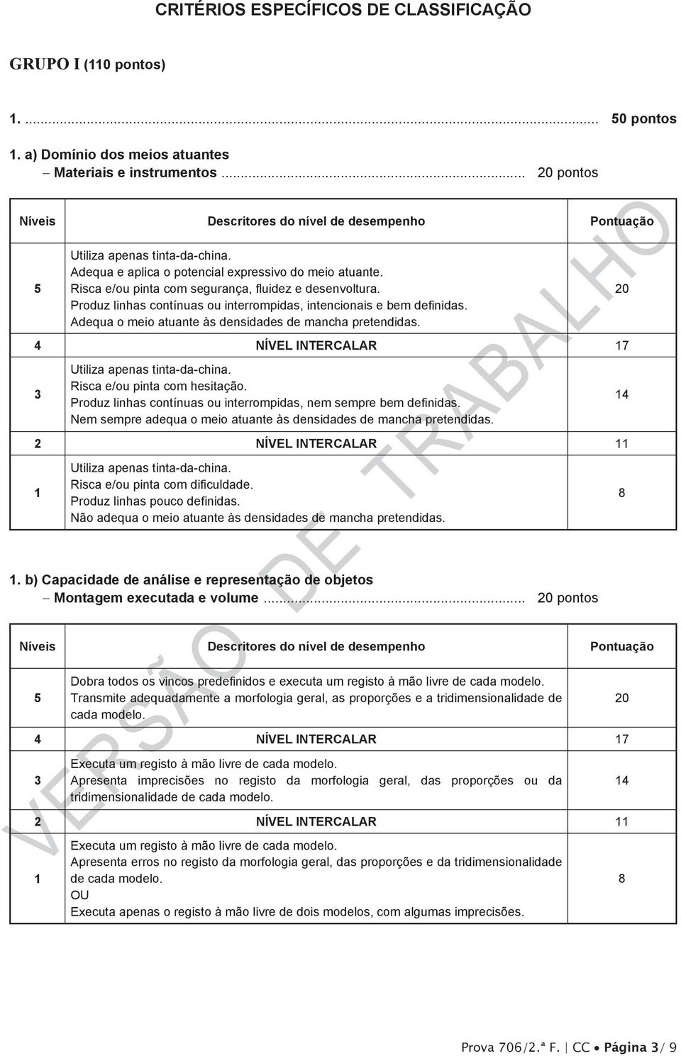 Adequa o meio atuante às densidades de mancha pretendidas. 4 NÍVEL INTERCALAR 7 Utiliza apenas tinta-da-china. Risca e/ou pinta com hesitação.