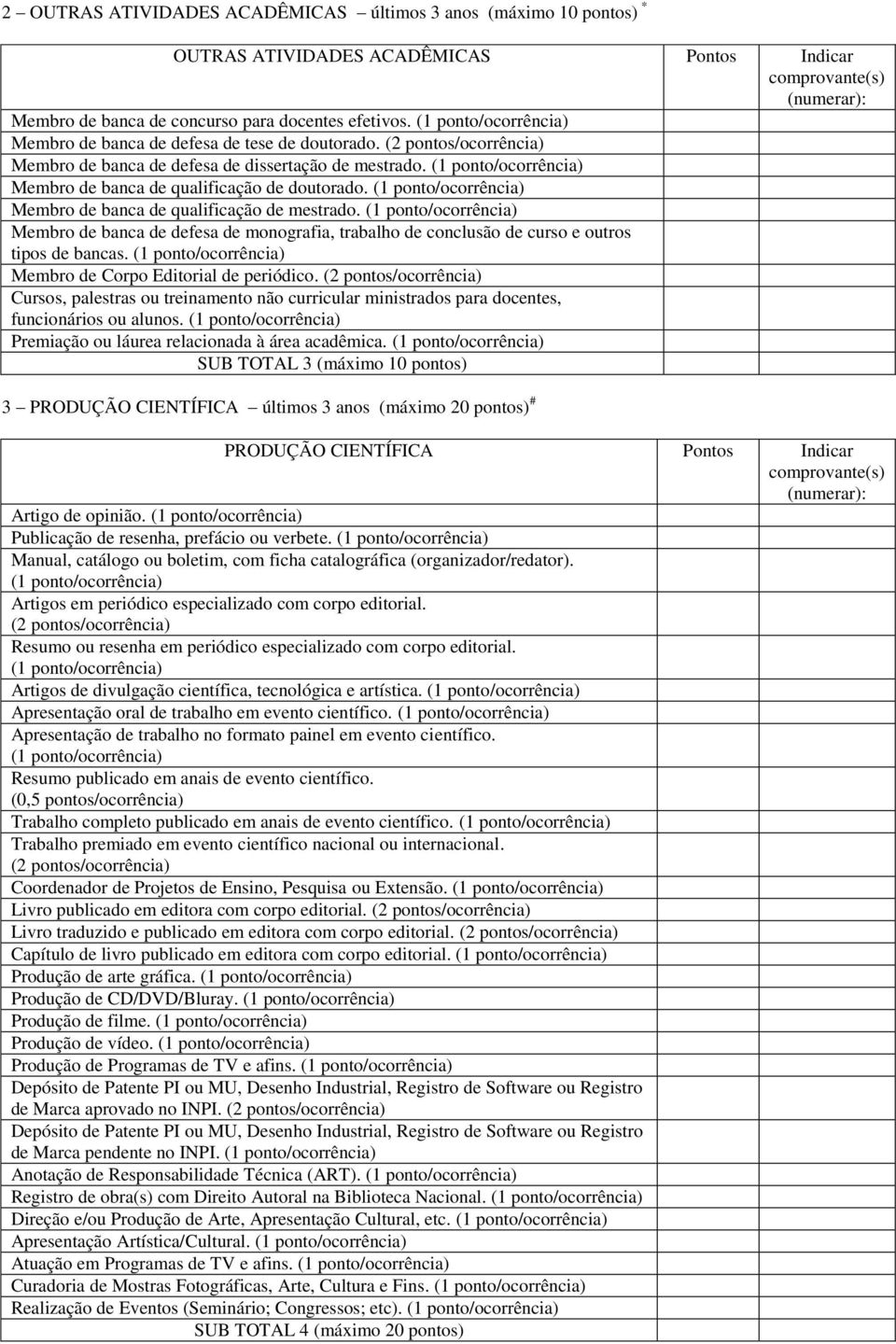 (1 ponto/ocorrência) Membro de banca de qualificação de doutorado. (1 ponto/ocorrência) Membro de banca de qualificação de mestrado.