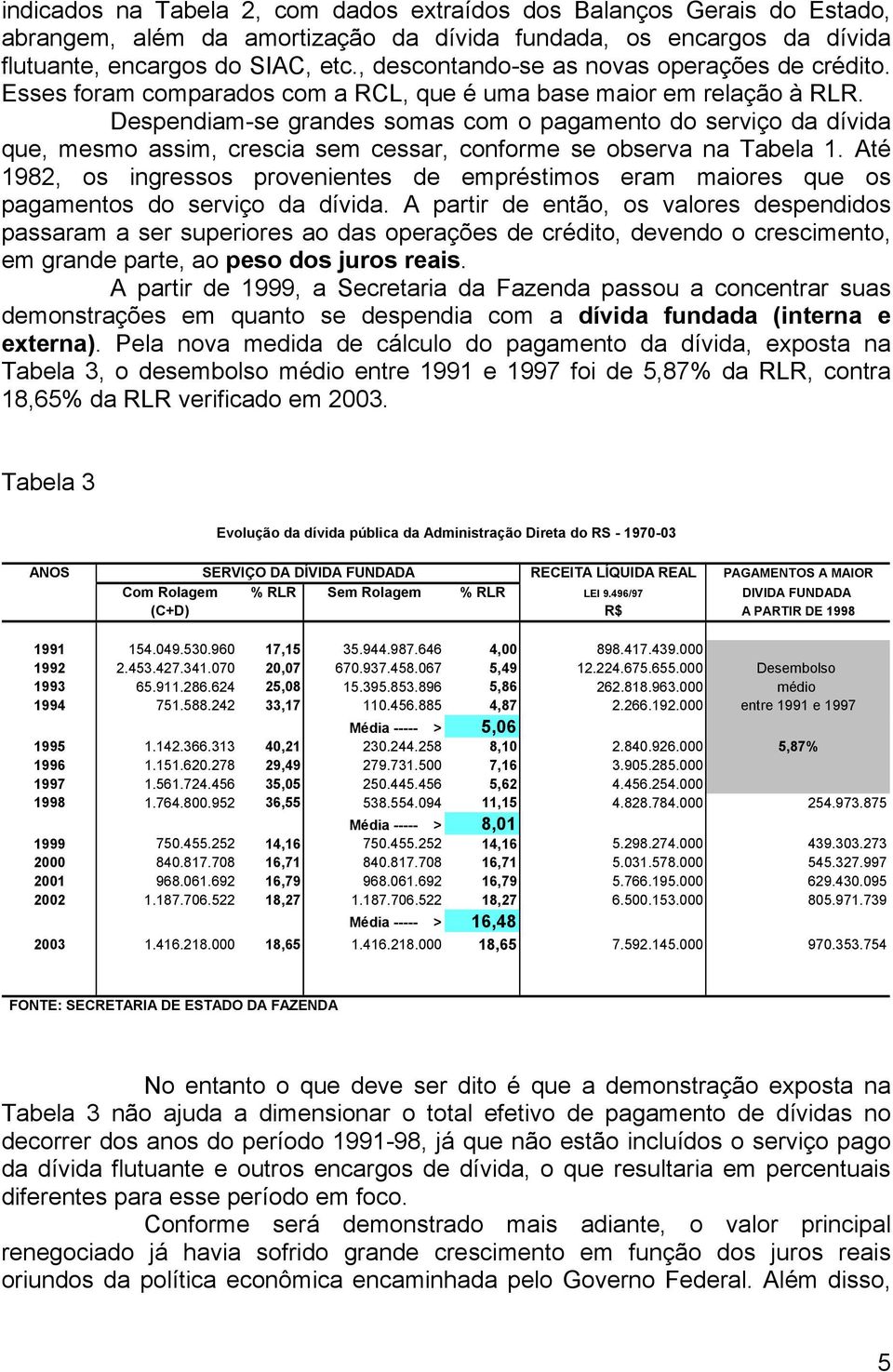 Despendiam-se grandes somas com o pagamento do serviço da dívida que, mesmo assim, crescia sem cessar, conforme se observa na Tabela 1.