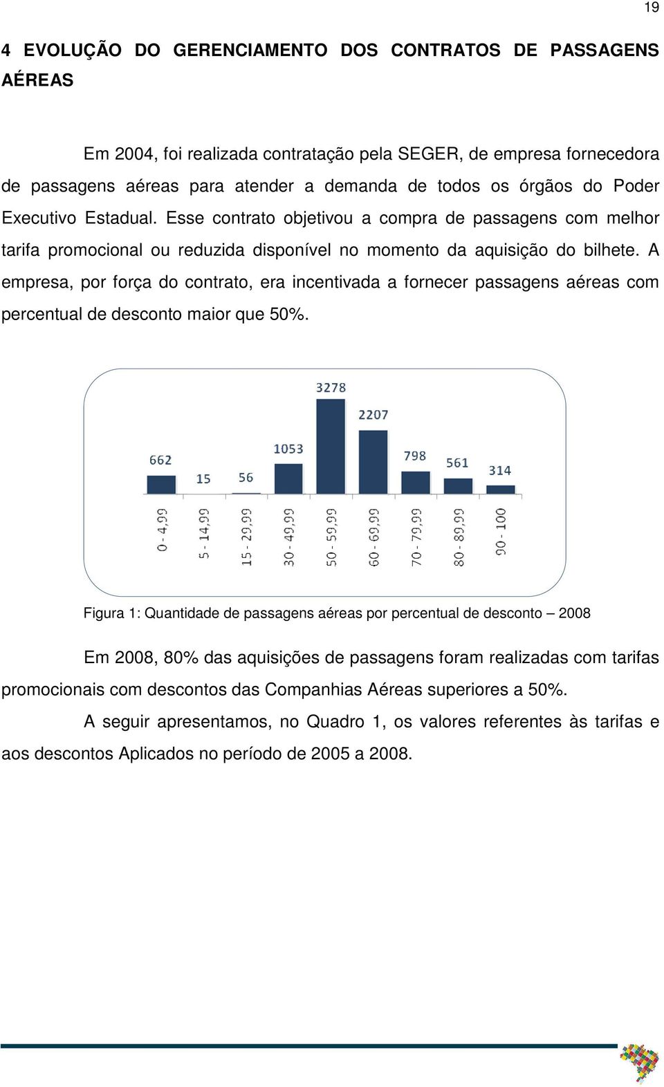 A empresa, por força do contrato, era incentivada a fornecer passagens aéreas com percentual de desconto maior que 50%.