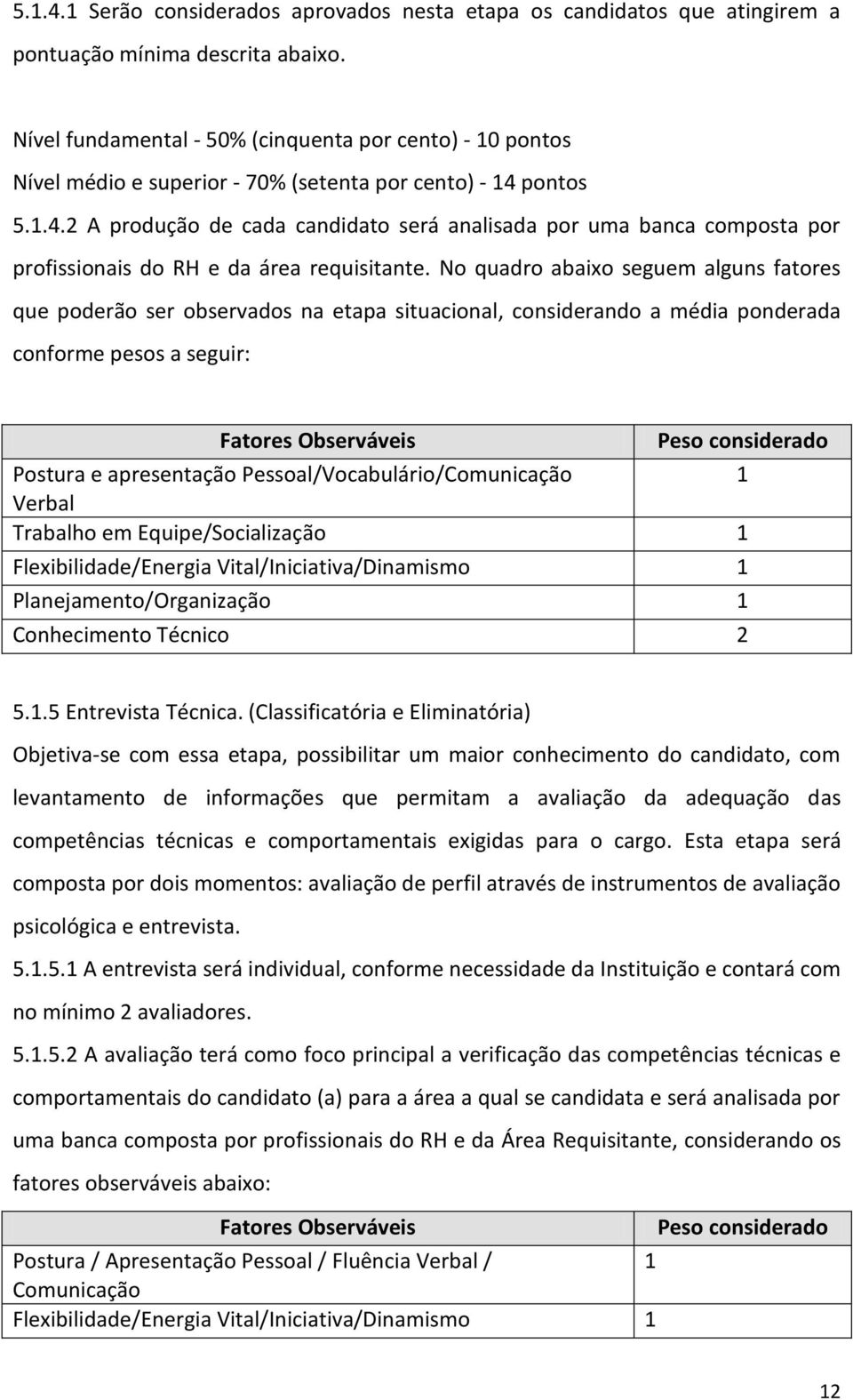 pontos 5.1.4.2 A produção de cada candidato será analisada por uma banca composta por profissionais do RH e da área requisitante.