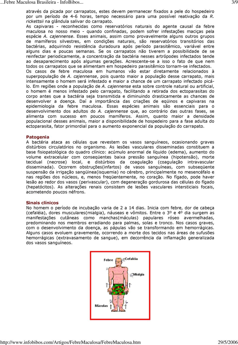 As capivaras - reconhecidas como reservatórios naturais do agente causal da febre maculosa no nosso meio - quando confinadas, podem sofrer infestações maciças pela espécie A. cajennense.