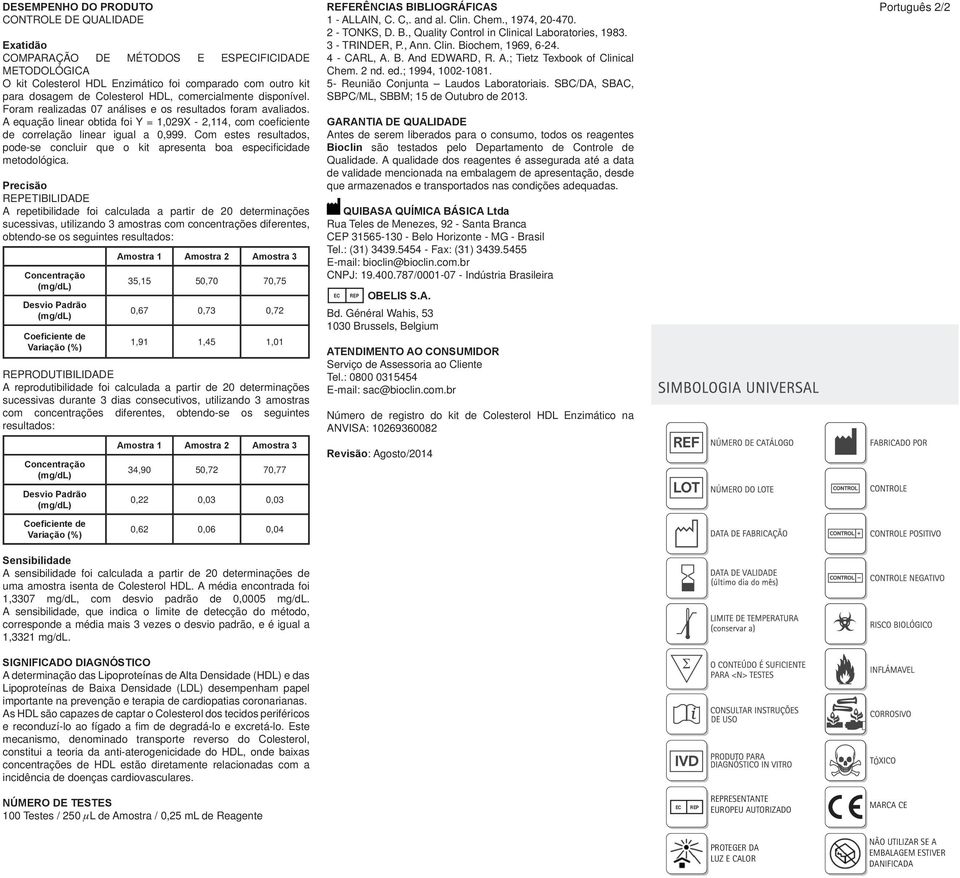 Com estes resultados, pode-se concluir que o kit apresenta boa especifi cidade metodológica.