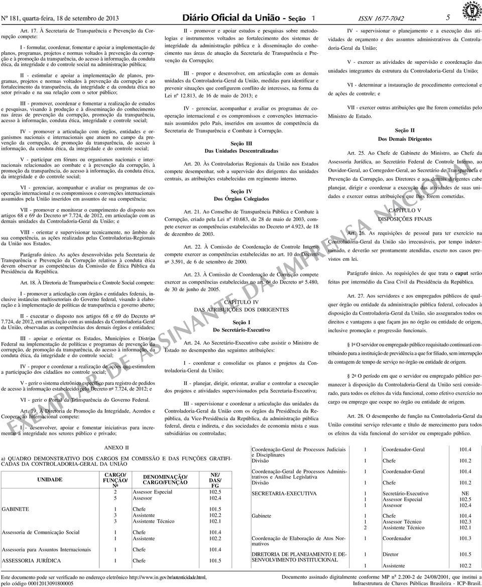 à promoção da transparência, do acesso à informação, da conduta ética, da integridade e do controle social na administração pública; II - estimular e apoiar a implementação de planos, programas,