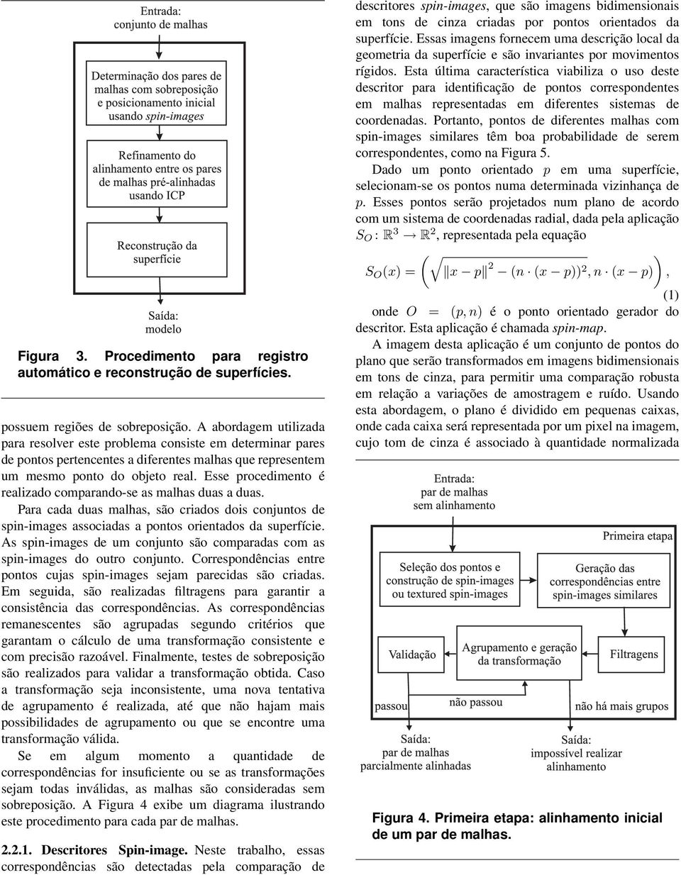 Esse procedimento é realizado comparando-se as malhas duas a duas. Para cada duas malhas, são criados dois conjuntos de spin-images associadas a pontos orientados da superfície.