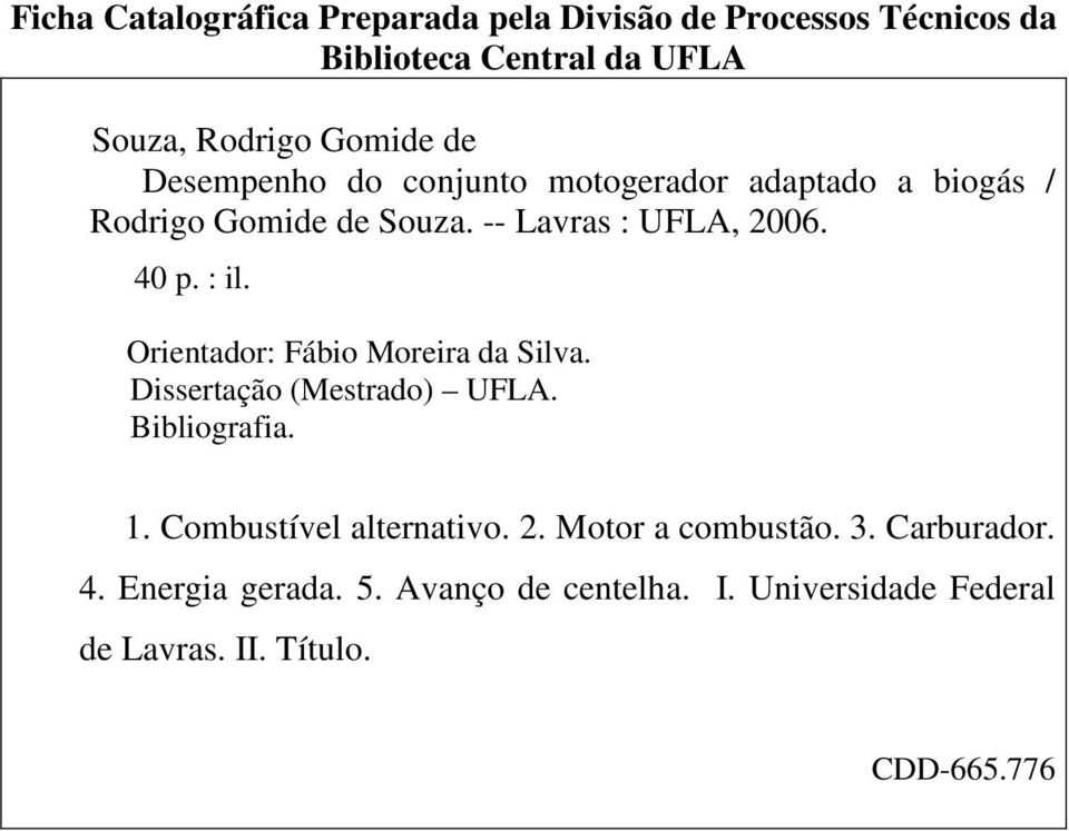 Orientador: Fábio Moreira da Silva. Dissertação (Mestrado) UFLA. Bibliografia. 1. Combustível alternativo. 2.