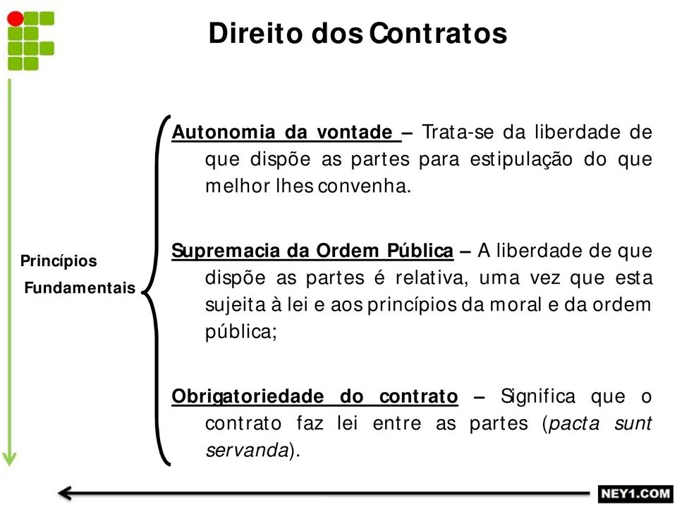 Princípios Fundamentais Supremacia da Ordem Pública A liberdade de que dispõe as partes é