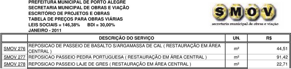 PASSEIO PEDRA PORTUGUESA ( RESTAURAÇÃO EM ÁREA m² 91,42