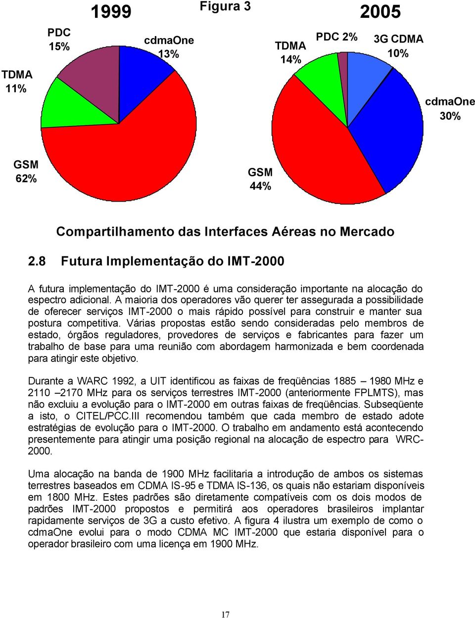 A maioria dos operadores vão querer ter assegurada a possibilidade de oferecer serviços IMT-2000 o mais rápido possível para construir e manter sua postura competitiva.