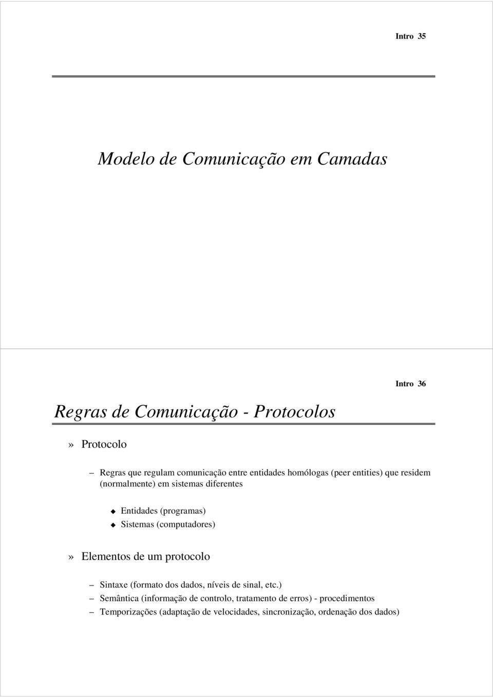 (programas) Sistemas (computadores)» Elementos de um protocolo Sintaxe (formato dos dados, níveis de sinal, etc.