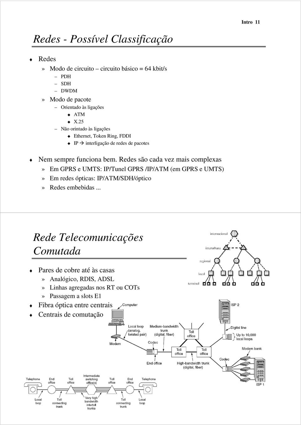 Redes são cada vez mais complexas» Em GPRS e UMTS: IP/Tunel GPRS /IP/ATM (em GPRS e UMTS)» Em redes ópticas: IP/ATM/SDH/óptico» Redes embebidas.