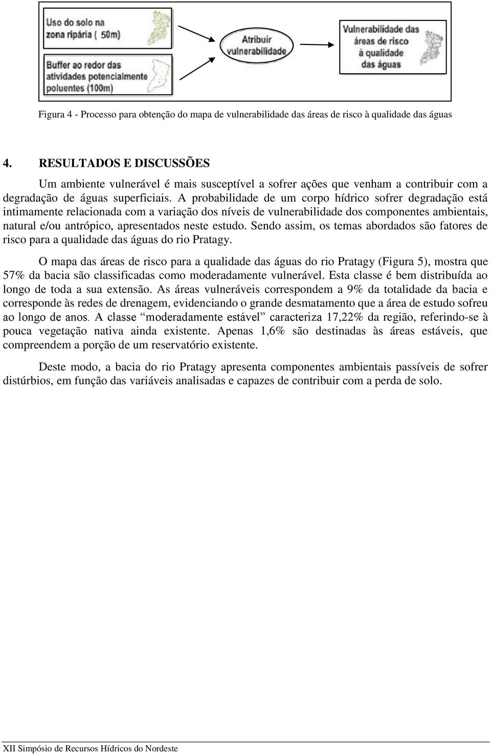 A probabilidade de um corpo hídrico sofrer degradação está intimamente relacionada com a variação dos níveis de vulnerabilidade dos componentes ambientais, natural e/ou antrópico, apresentados neste