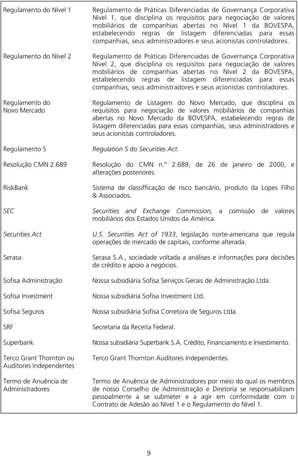 Regulamento de Práticas Diferenciadas de Governança Corporativa Nível 1, que disciplina os requisitos para negociação de valores mobiliários de companhias abertas no Nível 1 da BOVESPA, estabelecendo