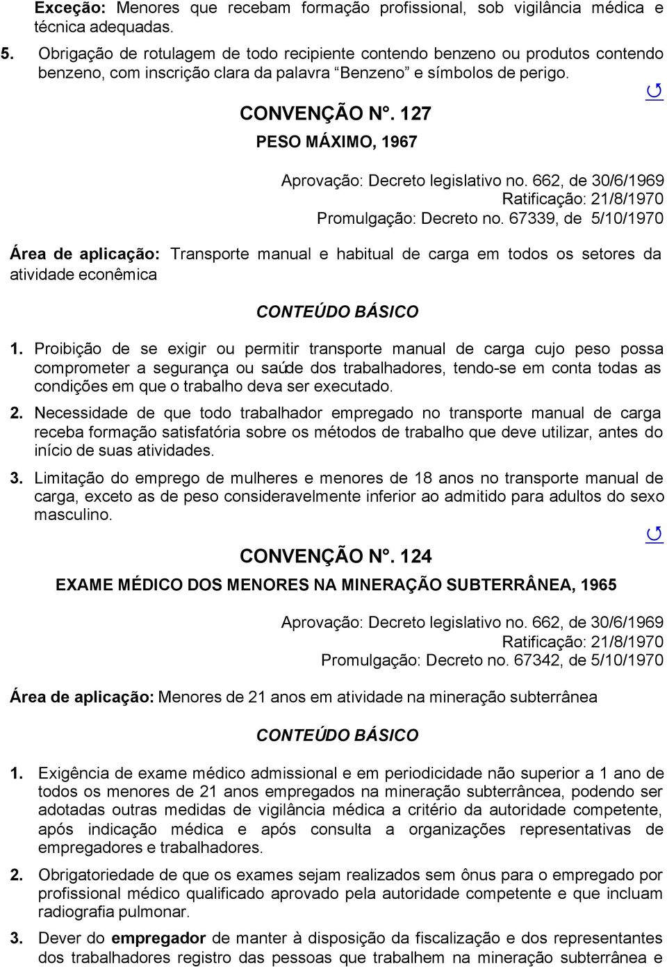 127 PESO MÁXIMO, 1967 Aprovação: Decreto legislativo no. 662, de 30/6/1969 Ratificação: 21/8/1970 Promulgação: Decreto no.