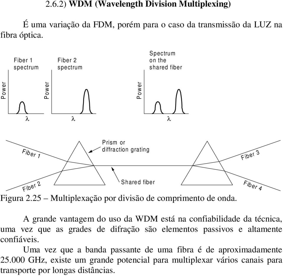 25 Multiplexação por divisão de comprimento de onda.