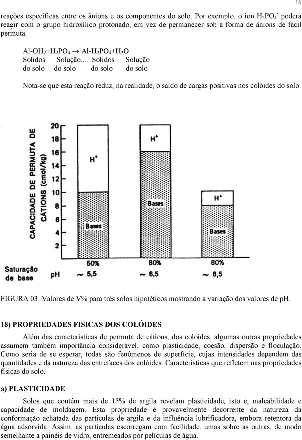 ..Sólidos Solução do solo do solo do solo do solo Nota-se que esta reação reduz, na realidade, o saldo de cargas positivas nos colóides do solo. 16 FIGURA 03.