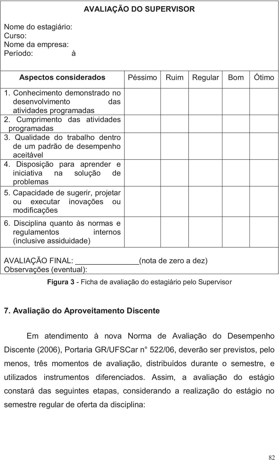 Disposição para aprender e iniciativa na solução de problemas 5. Capacidade de sugerir, projetar ou executar inovações ou modificações 6.