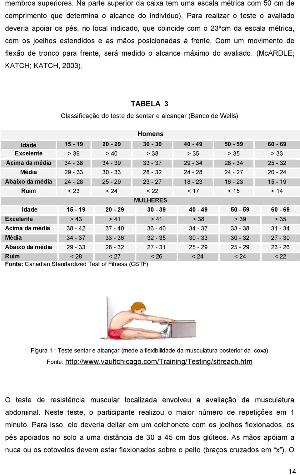 Com um movimento de flexão de tronco para frente, será medido o alcance máximo do avaliado. (McARDLE; KATCH; KATCH, 2003).