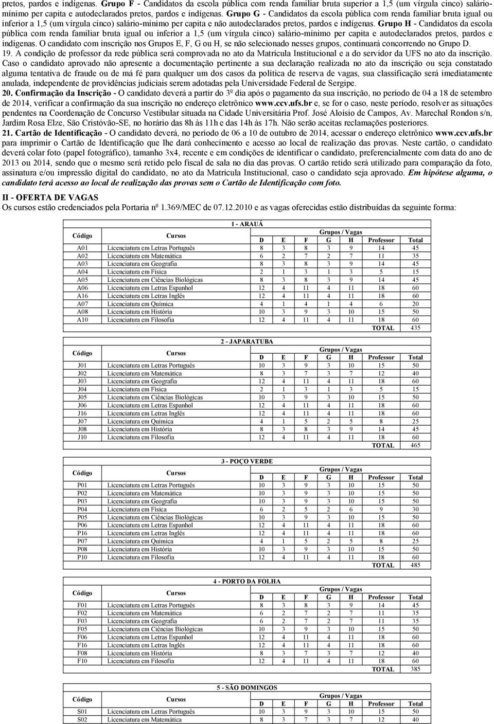 Grupo H - Candidatos da escola pública com renda familiar bruta igual ou inferior a 1,5 (um vírgula cinco) salário-mínimo per capita e autodeclarados pretos, pardos e indígenas.