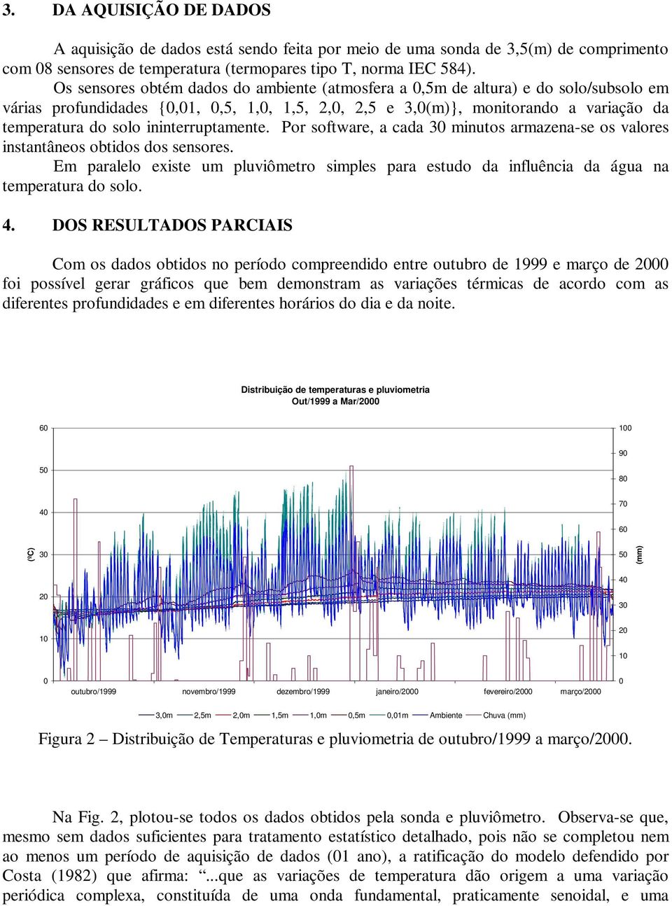 ininterruptamente. Por software, a cada 3 minutos armazena-se os valores instantâneos obtidos dos sensores.