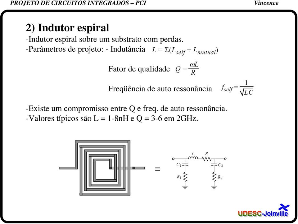 Freqüência de auto ressonância -Existe um compromisso entre Q e