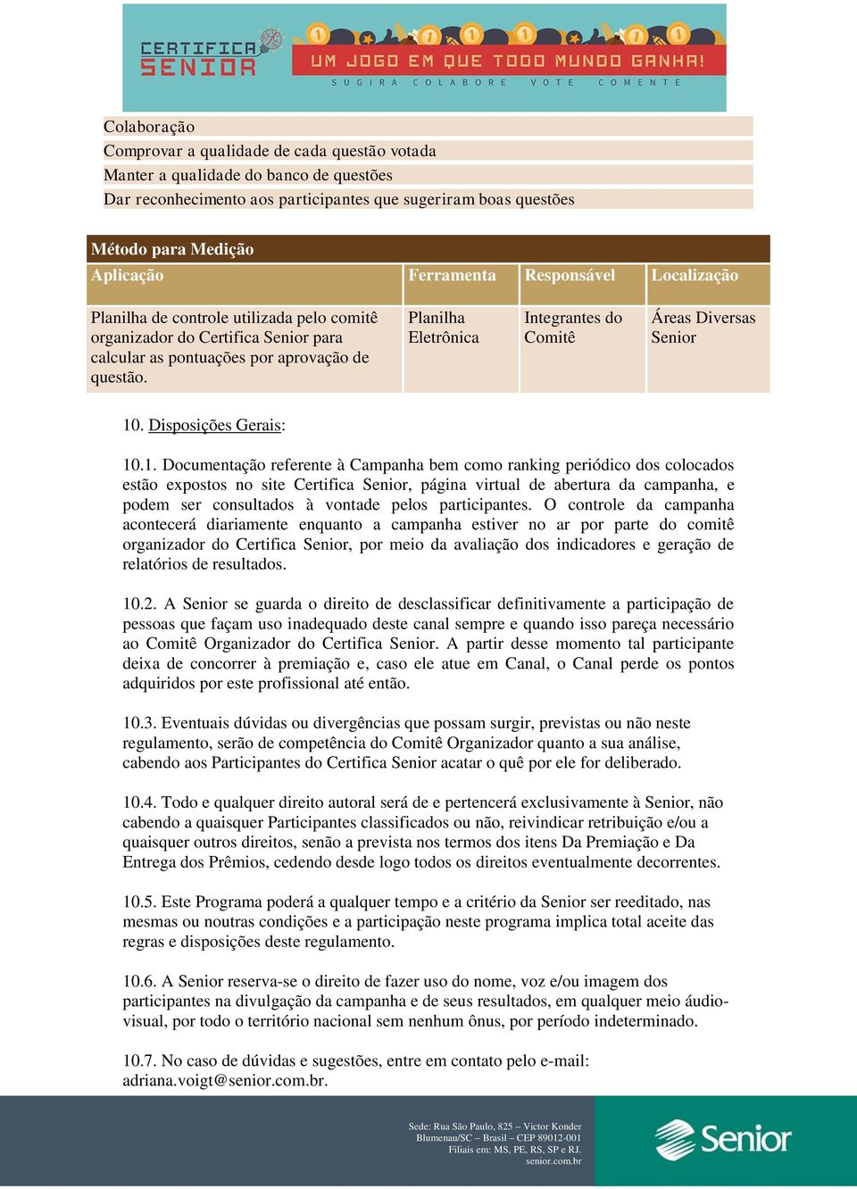 Planilha Eletrônica Integrantes do Comitê Áreas Diversas Senior 10