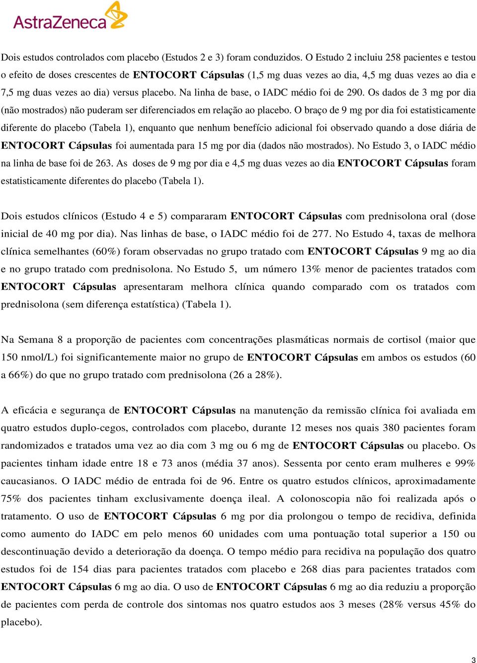 Na linha de base, o IADC médio foi de 290. Os dados de 3 mg por dia (não mostrados) não puderam ser diferenciados em relação ao placebo.