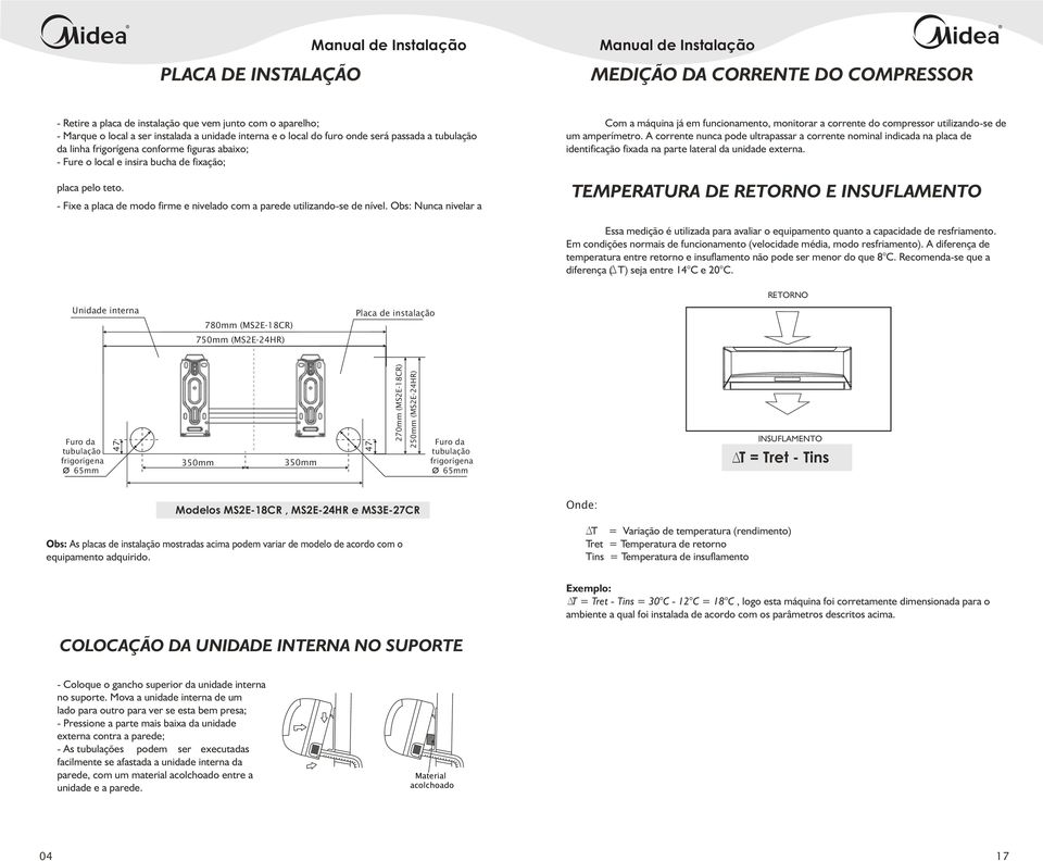 Obs: Nunca nivelar a om a máquina já em funcionamento, monitorar a corrente do compressor utilizando-se de um amperímetro.