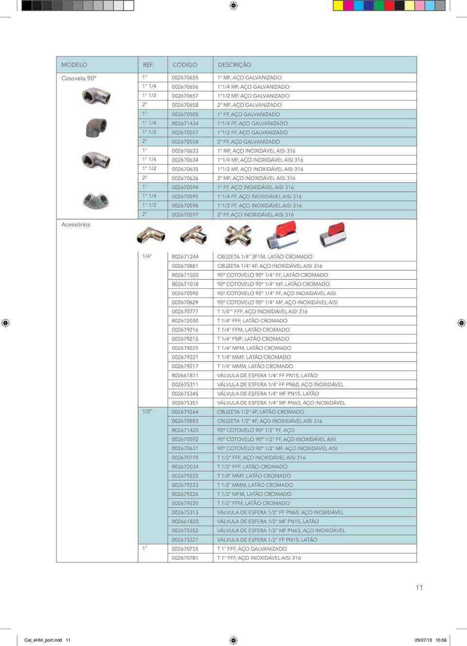 FF, AÇO GALVANIZADO 1" 1/4 R02671434 1 1/4 FF, AÇO GALVANIZADO 1" 1/2 002670557 1 1/2 FF, AÇO GALVANIZADO 2" 002670558 2 FF, AÇO GALVANIZADO 1" 002670633 1 MF, AÇO INOXIDÁVEL AISI 316 1" 1/4