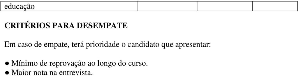 candidato que apresentar: Mínimo de