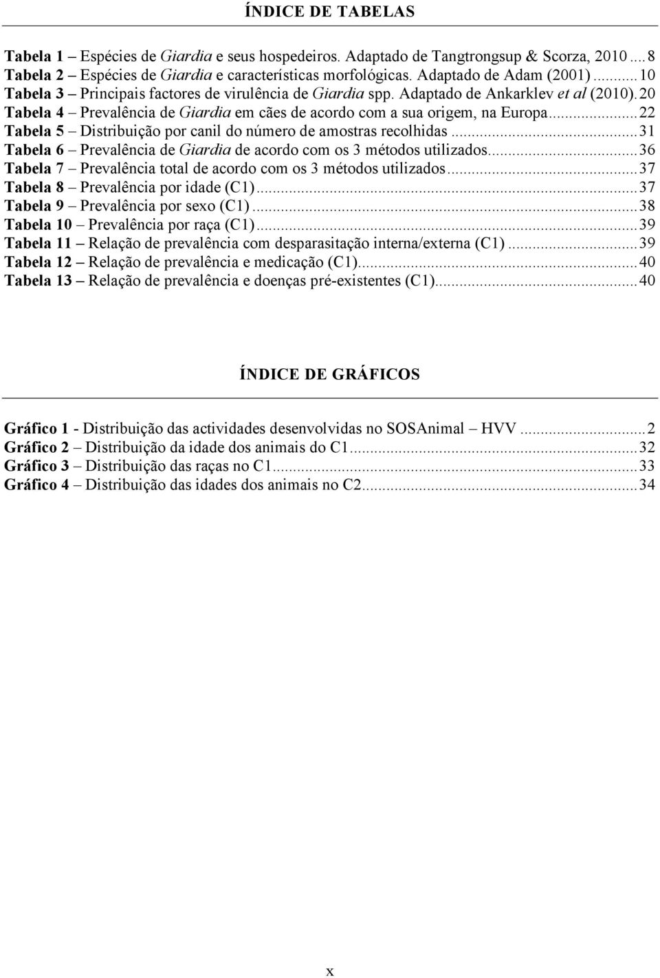 .. 22 Tabela 5 Distribuição por canil do número de amostras recolhidas... 31 Tabela 6 Prevalência de Giardia de acordo com os 3 métodos utilizados.