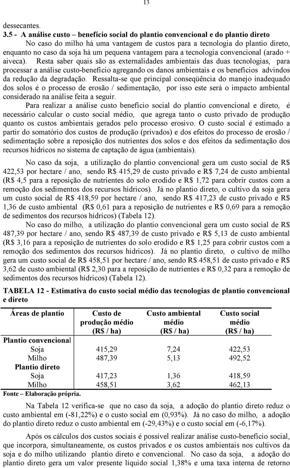 vantagem para a tecnologia convencional (arado + aiveca).