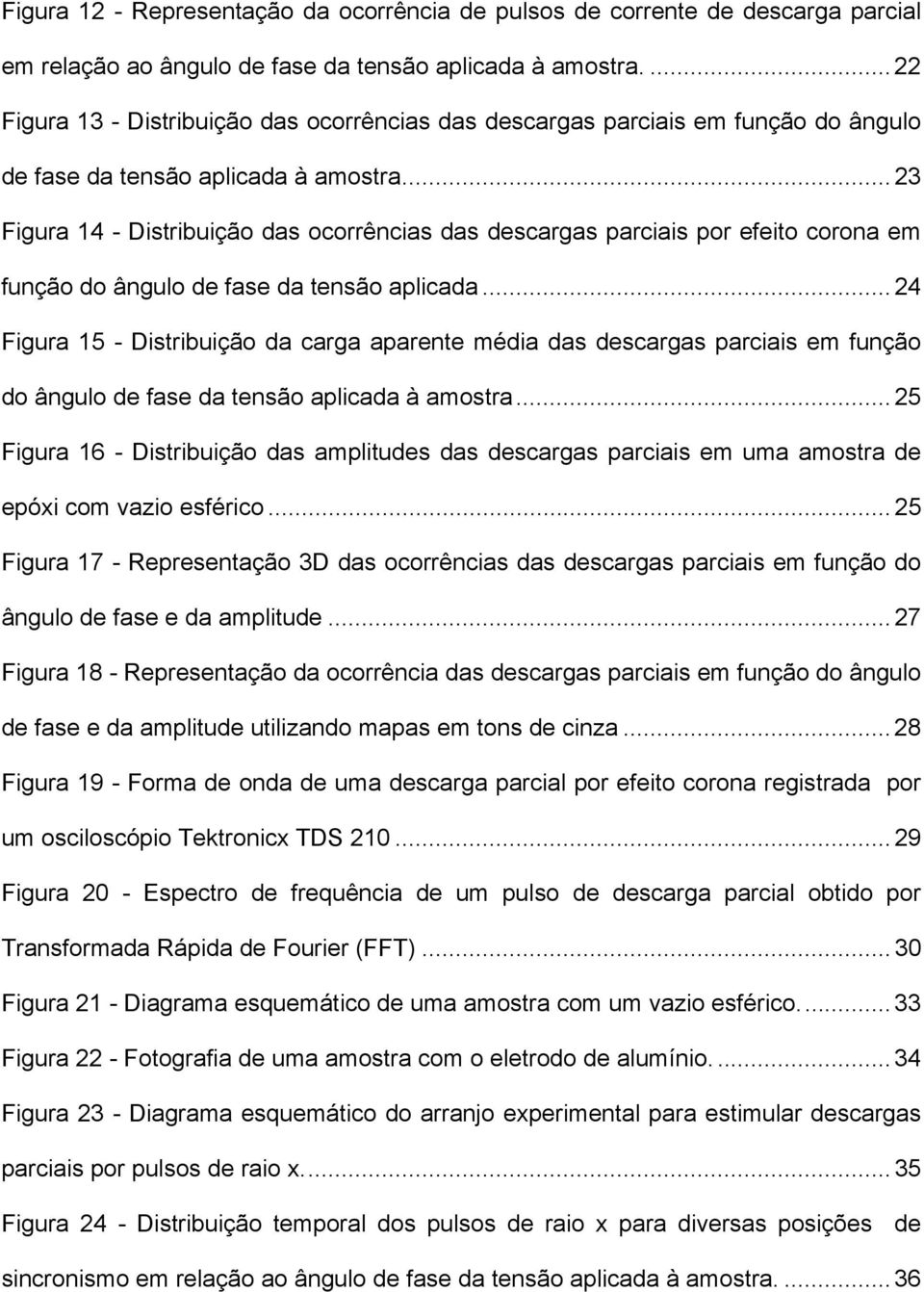 .. 23 Figura 14 - Distribuição das ocorrências das descargas parciais por efeito corona em função do ângulo de fase da tensão aplicada.