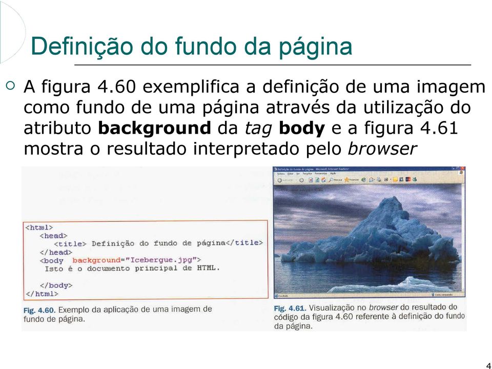 uma página através da utilização do atributo background