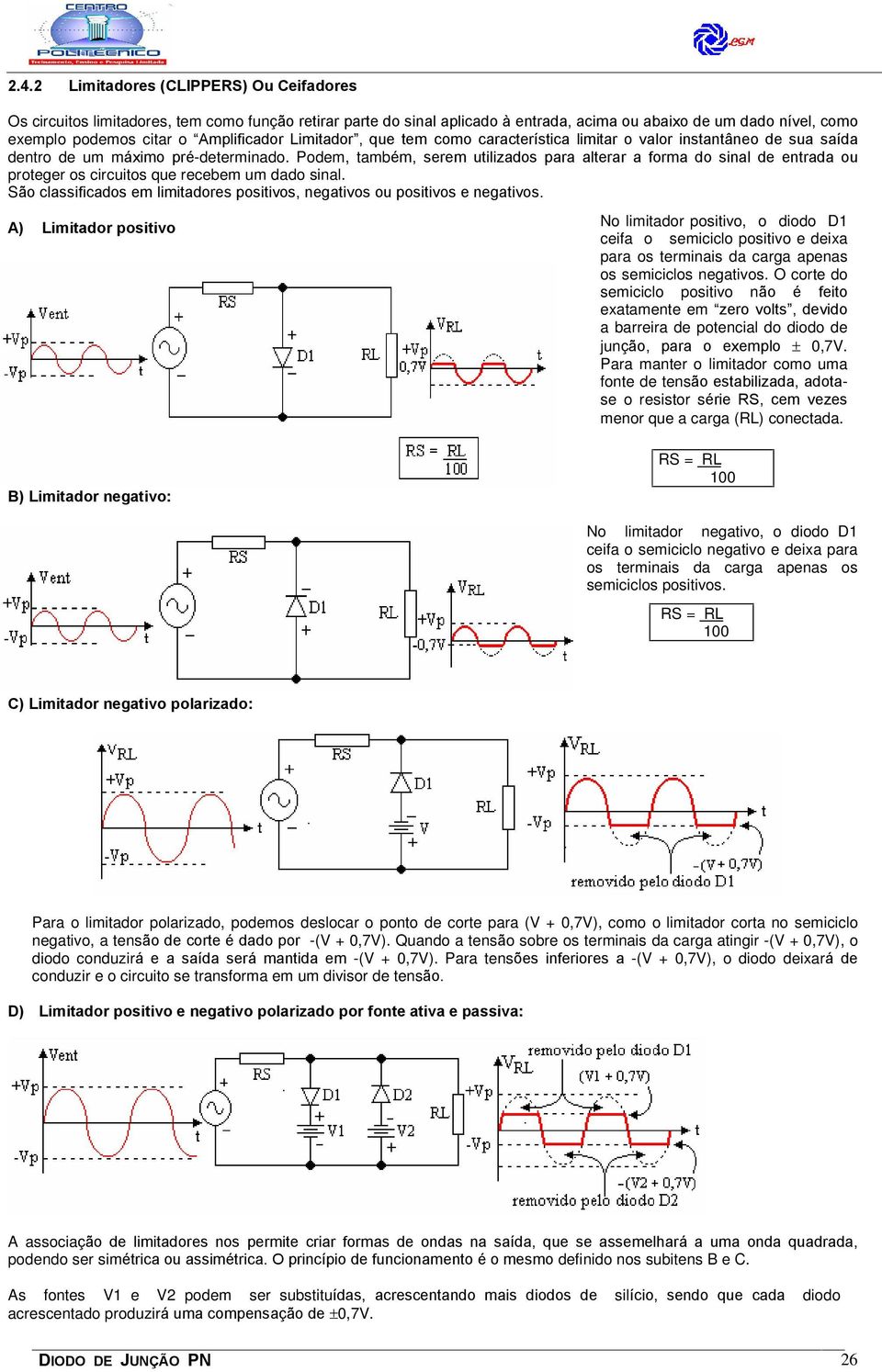 Podem, também, serem utilizados para alterar a forma do sinal de entrada ou proteger os circuitos que recebem um dado sinal.