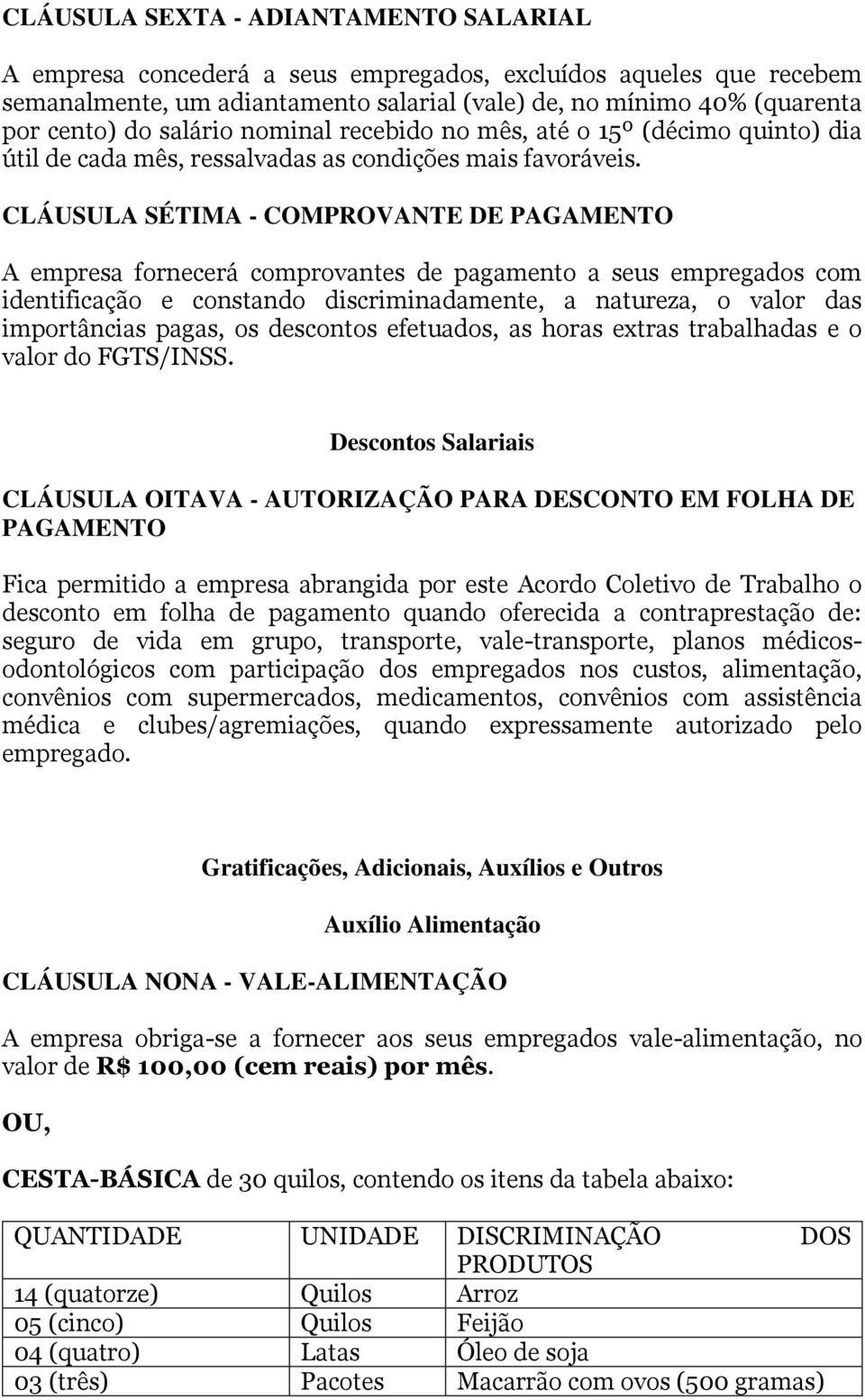 CLÁUSULA SÉTIMA - COMPROVANTE DE PAGAMENTO A empresa fornecerá comprovantes de pagamento a seus empregados com identificação e constando discriminadamente, a natureza, o valor das importâncias pagas,