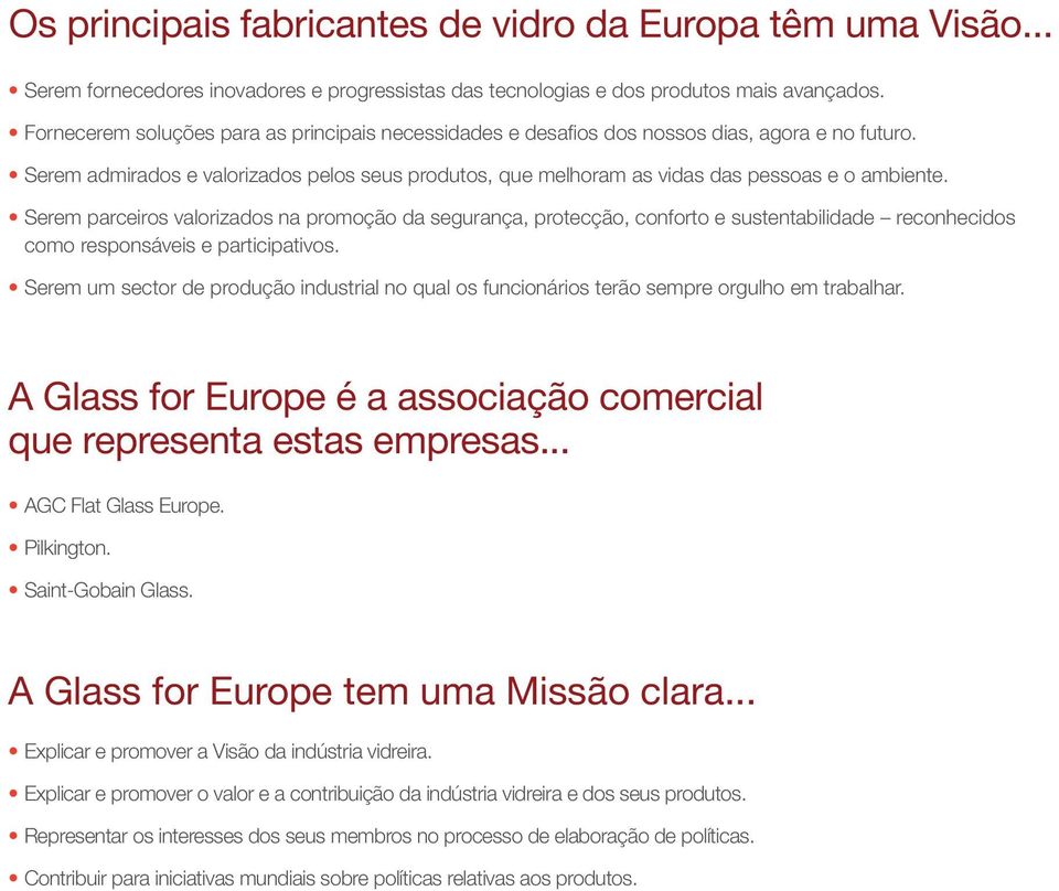 Serem parceiros valorizados na promoção da segurança, protecção, conforto e sustentabilidade reconhecidos como responsáveis e participativos.