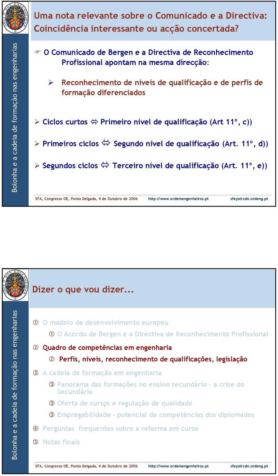 nível de qualificação (Art 11º, c)) Primeiros ciclos Segundo nível de qualificação (Art. 11º, d)) Segundos ciclos Terceiro nível de qualificação (Art. 11º, e)) Dizer o que vou dizer.